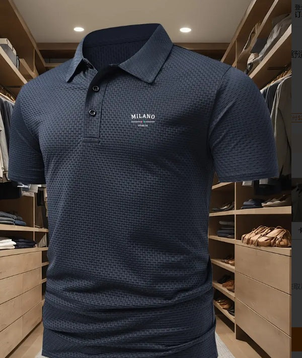 Men's Printed Color Short-sleeved Lapel Shirt