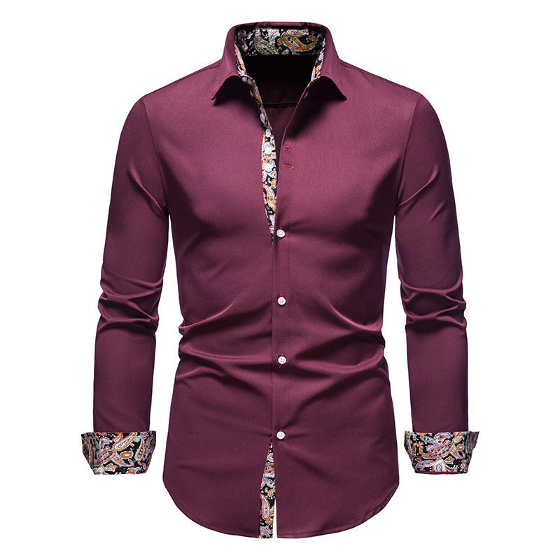 Men's Long-sleeved Shirt Lapel Slim-fit Assorted Colors