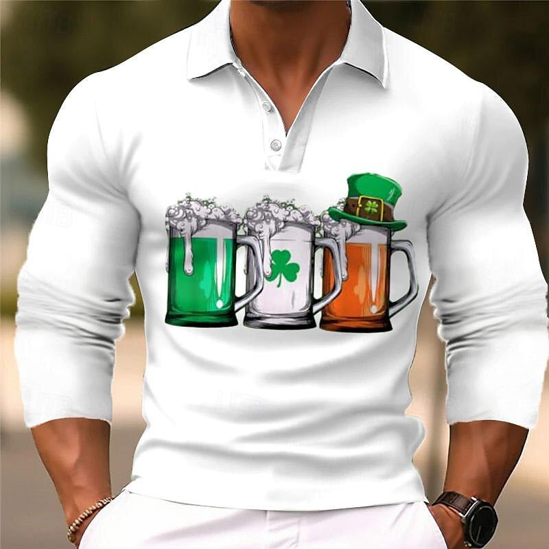 Long Sleeve Button-down Polo Shirt Casual Fashion