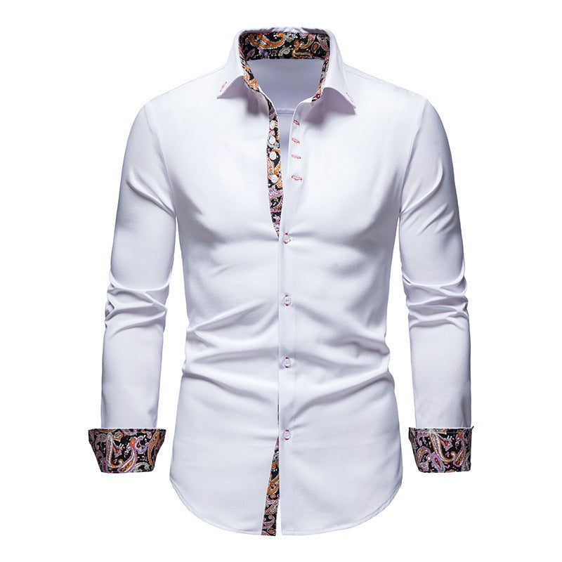 Men's Long-sleeved Shirt Lapel Slim-fit Assorted Colors
