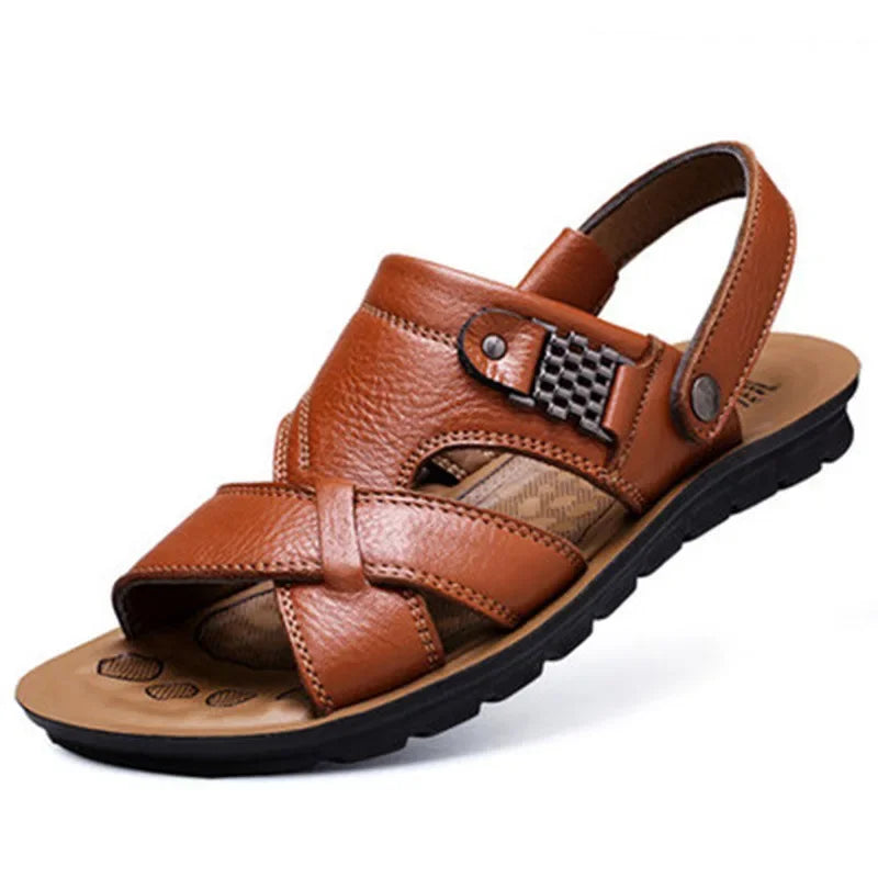 Men Leather Sandals 2024 New Summer Classic Men Shoes Slippers Soft Sandals Men Roman Comfortable Walking Footwear Big Size 48