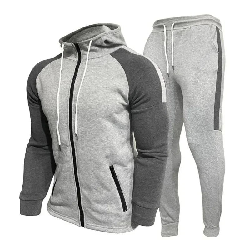 New Men's Autumn and Winter Suit Zipper Hoodie + Pants Two-piece Casual Sportswear Men's Sportswear Warm Clothing Sports Suit