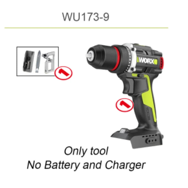 Worx WU173 Wireless Dual Speed Drill Rechargeable Brushless 20v 50Nm 1900rpm 18+1 Torque （Without battery and charger）
