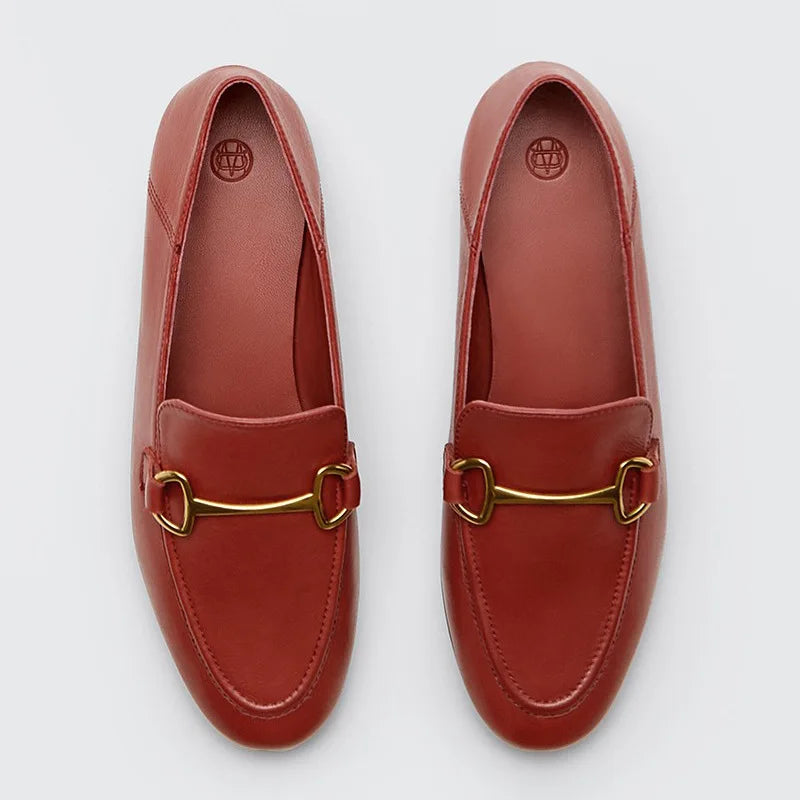 High-quality Genuine Leather Flats Shoes Woman Loafers Fashion Autumn Single Shoe Slip-on Beige Lazy Loafers Chaussure Femme