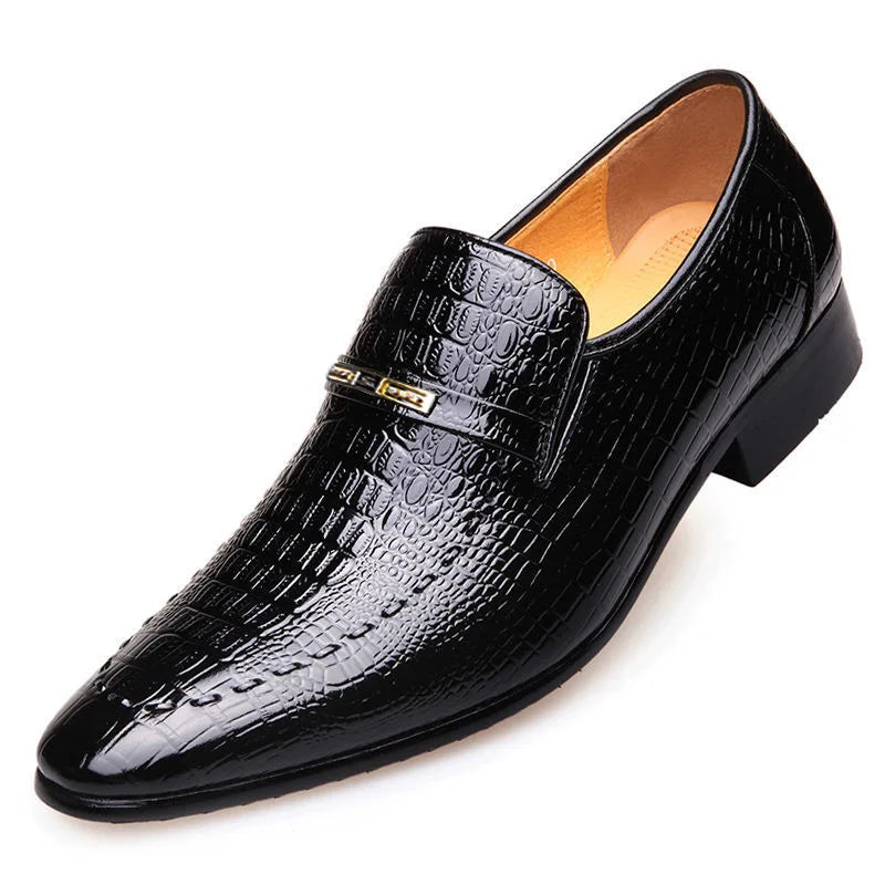 Classic Men's Slip-on Leather Dress Shoes Luxury Fashion Office Casual Business Men Formal Shoes Alligator Pattern Male Loafers