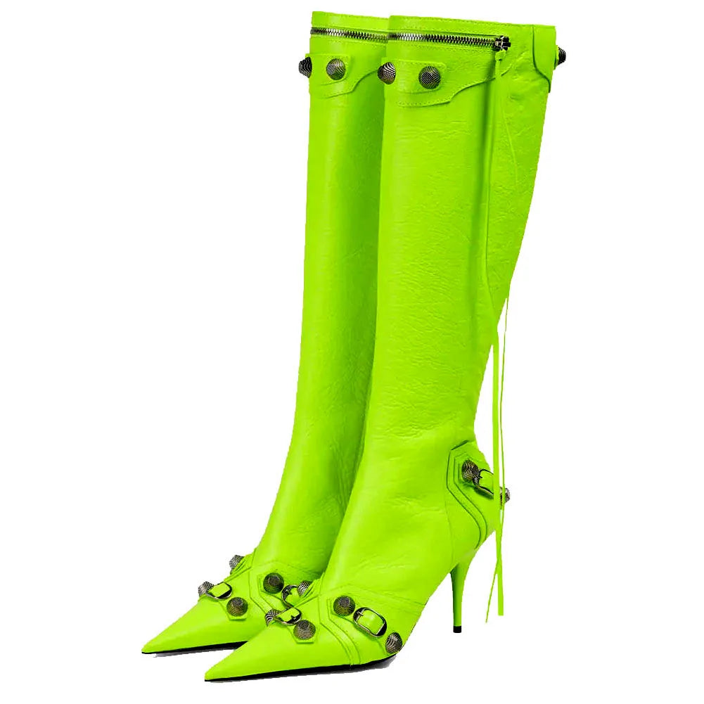 Sexy Knee High Boots 2022 Winter Boots Brand New Super High Thin Heels With Rivet Retro Fashion Cool For Women Summer Sandal