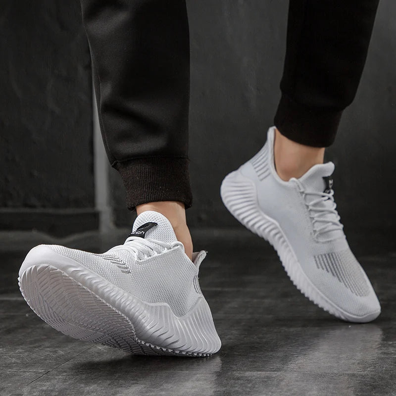 High Quality Male Sneakers Breathable White Fashion Casual Light Walking Shoes