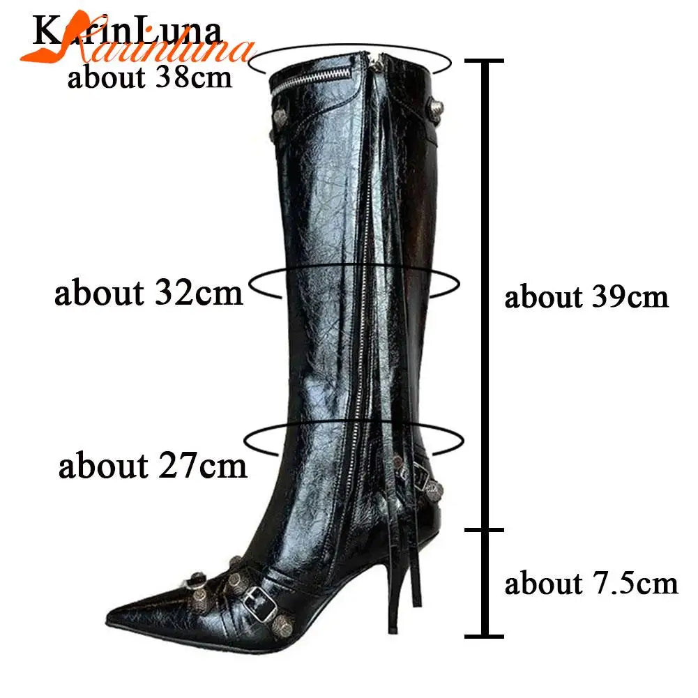 Sexy Knee High Boots 2022 Winter Boots Brand New Super High Thin Heels With Rivet Retro Fashion Cool For Women Summer Sandal