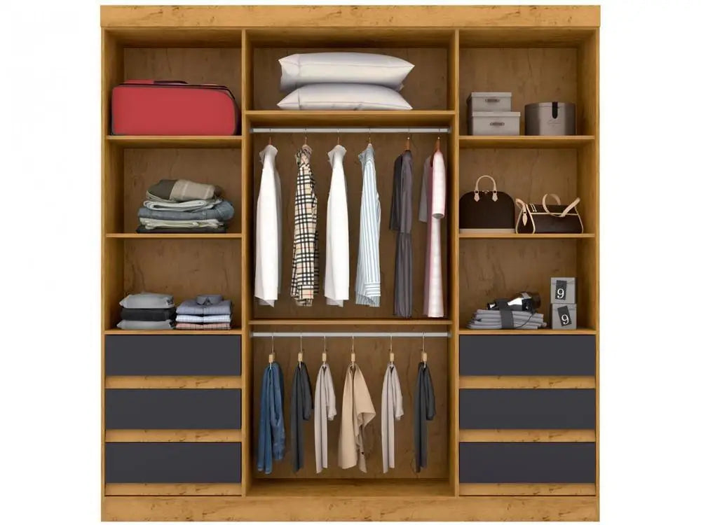 Wardrobe Couple with Mirror 4 Doors 6 Drawers Araplac Sofia