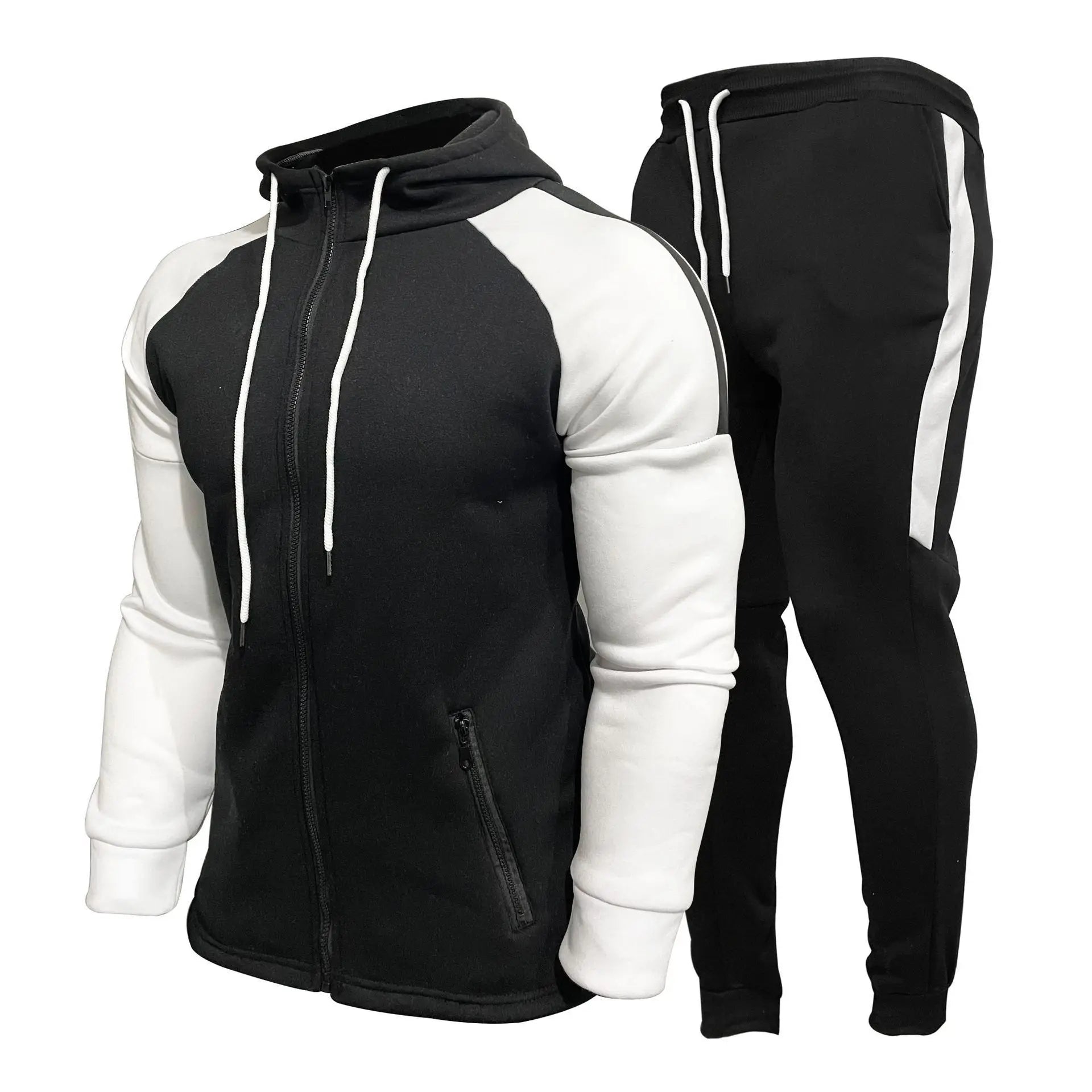 Sports hoodie set for autumn and winter men's sports hooded trendy long pants long sleeved 2-piece set