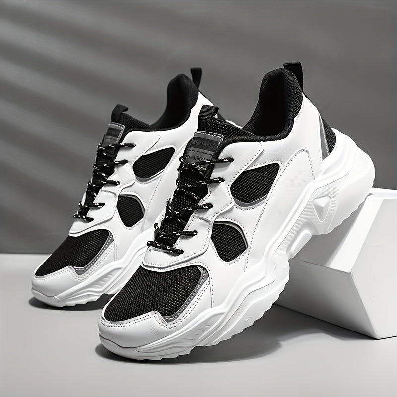 Men's Fashion Platform Sneakers - Casual Athletic Dad Shoes, Height-Increasing Breathable Mesh, Anti-Slip EVA Sole, Suitable for Running and Outdoor Activities, Thick-Soled Walking Shoes