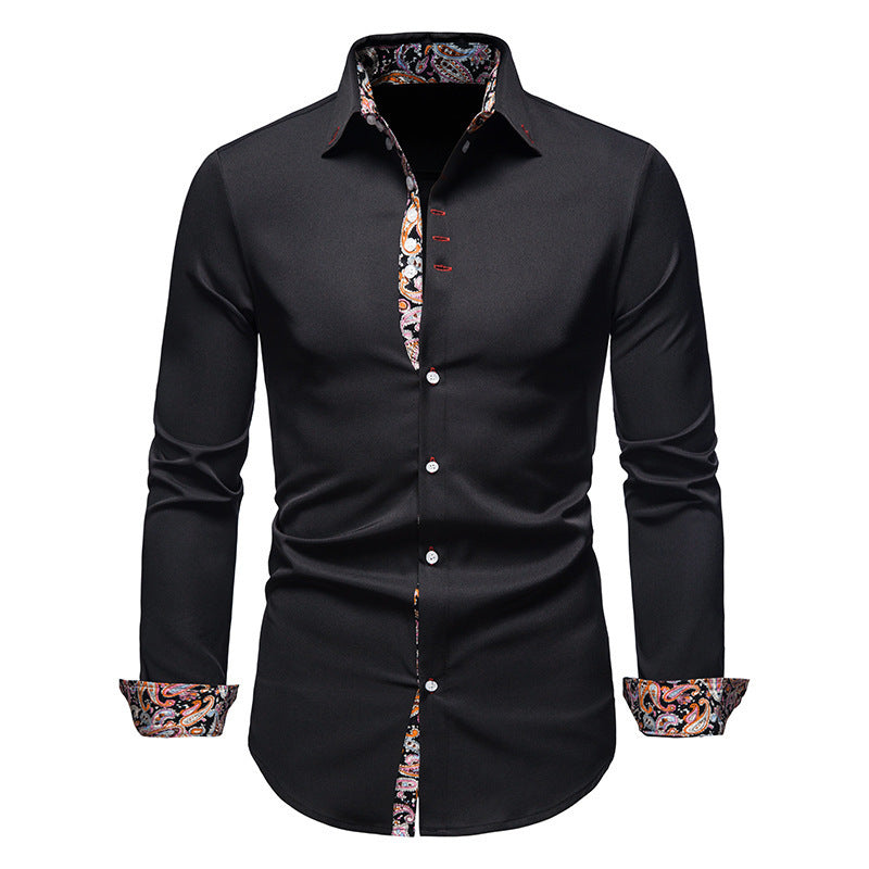 Men's Long-sleeved Shirt Lapel Slim-fit Assorted Colors