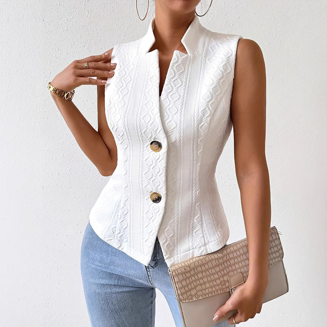 Women's Sleeveless Blazer Button Vest