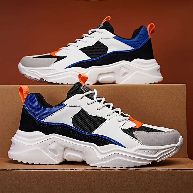 Men's Fashion Platform Sneakers - Casual Athletic Dad Shoes, Height-Increasing Breathable Mesh, Anti-Slip EVA Sole, Suitable for Running and Outdoor Activities, Thick-Soled Walking Shoes